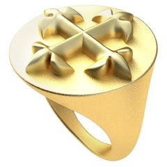 18 Karat Yellow Gold  Fleur de Lis Signet Ring