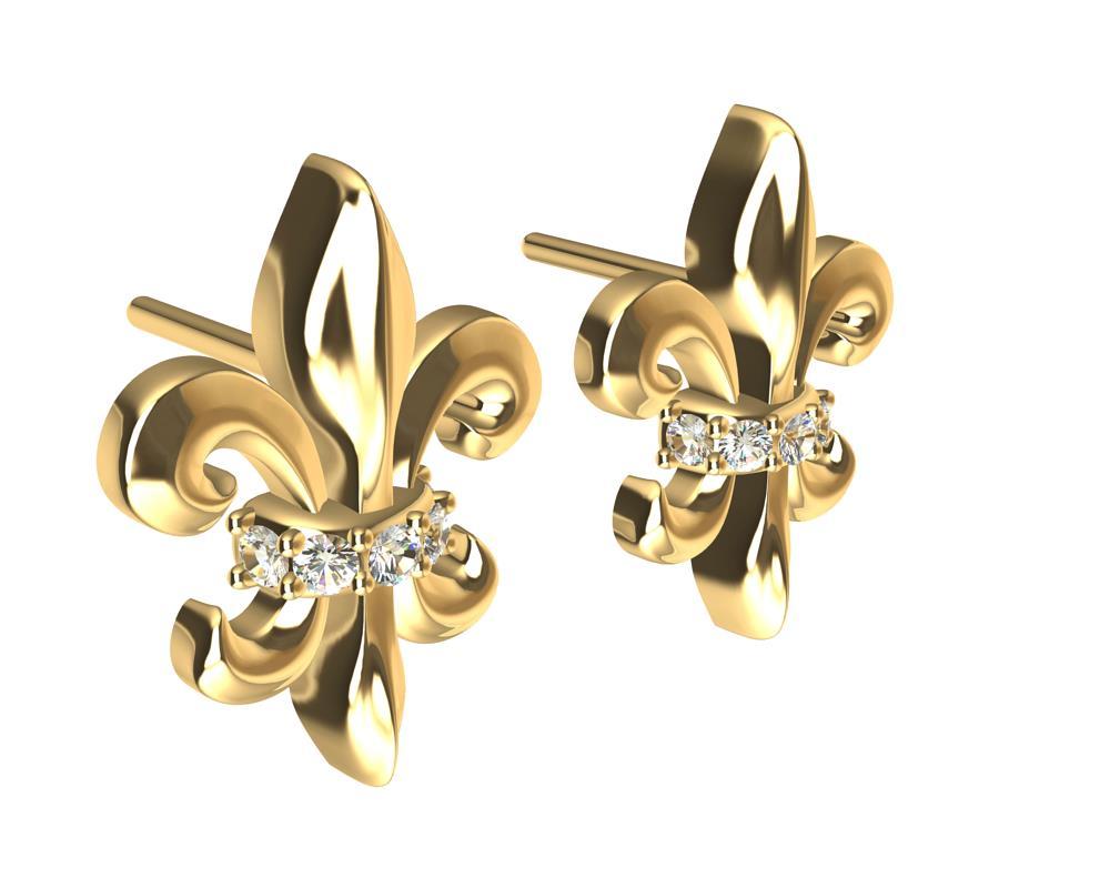 Orecchini con Daimond in oro giallo 18 carati,  Il designer di Tiffany, Thomas Kurilla, è tornato ai classici per questo modello di orecchini. Il giglio reale stilizzato composto da 3 petali  è conosciuto dagli ex reali di Francia. Nelle scritture