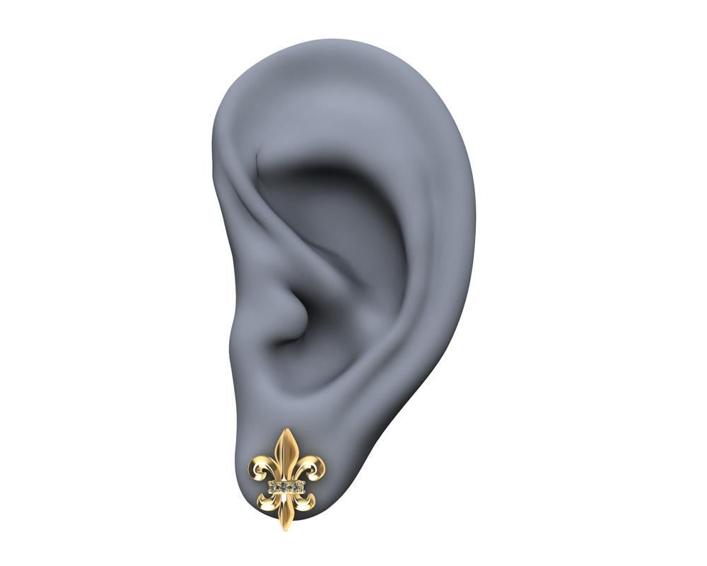 Contemporaneo Orecchini con diamanti Fleur-de-Lys in oro giallo 18 carati in vendita