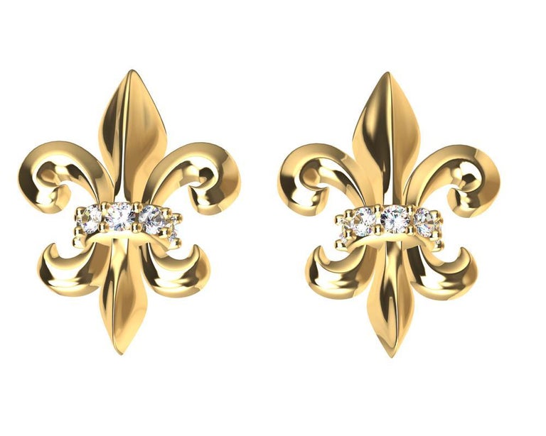 Fleur de lis diamond stud earrings Clearance