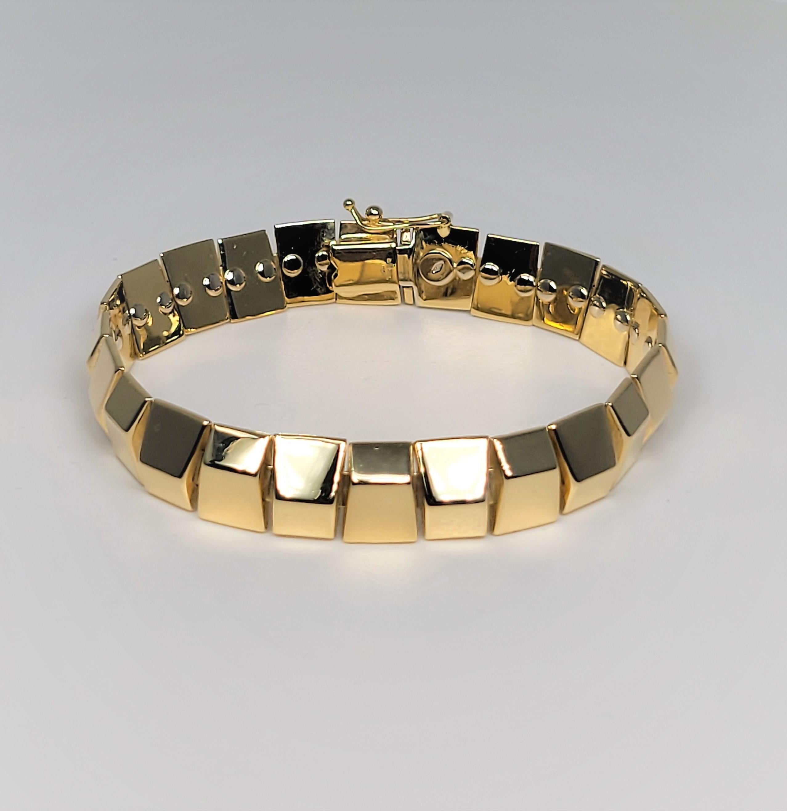 Women's or Men's 18 Karat Yellow Gold Flexible Link Bracelet
