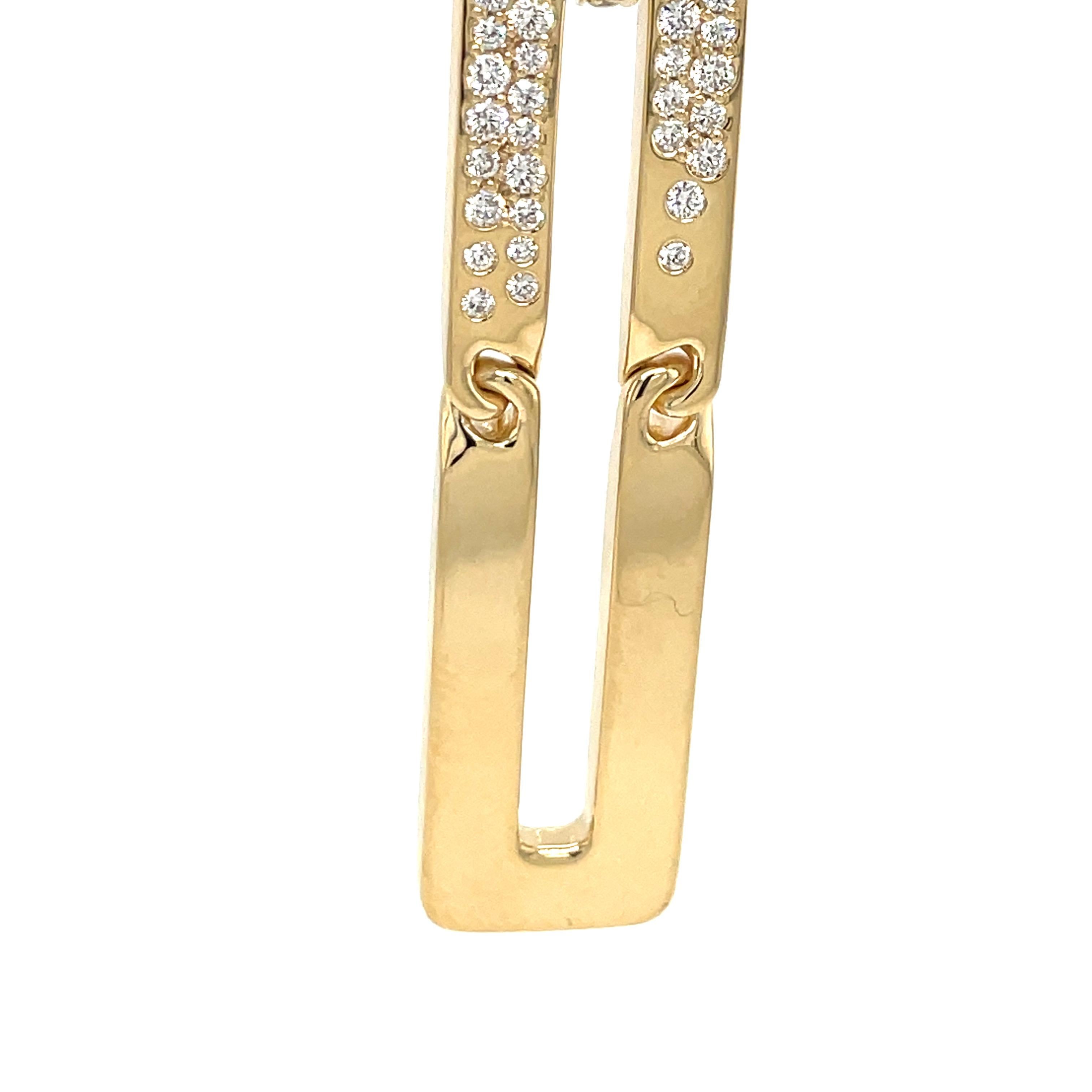 Round Cut 18 Karat Yellow Gold Floating Diamond Drop Earrings 1.80 Carats 21.8 Grams Italy For Sale
