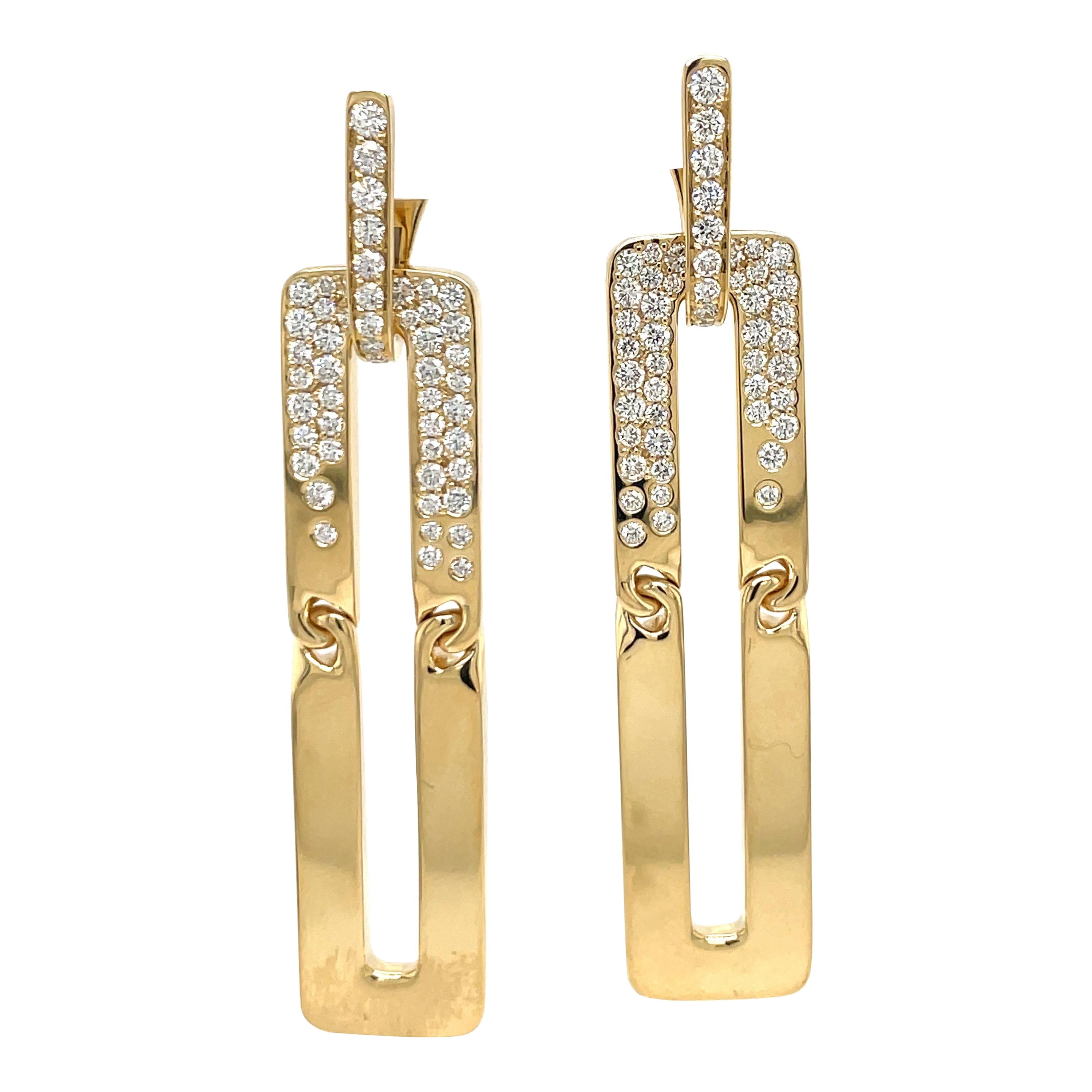 Boucles d'oreilles en goutte en or jaune 18 carats avec diamants flottants de 1,80 carat, Italie