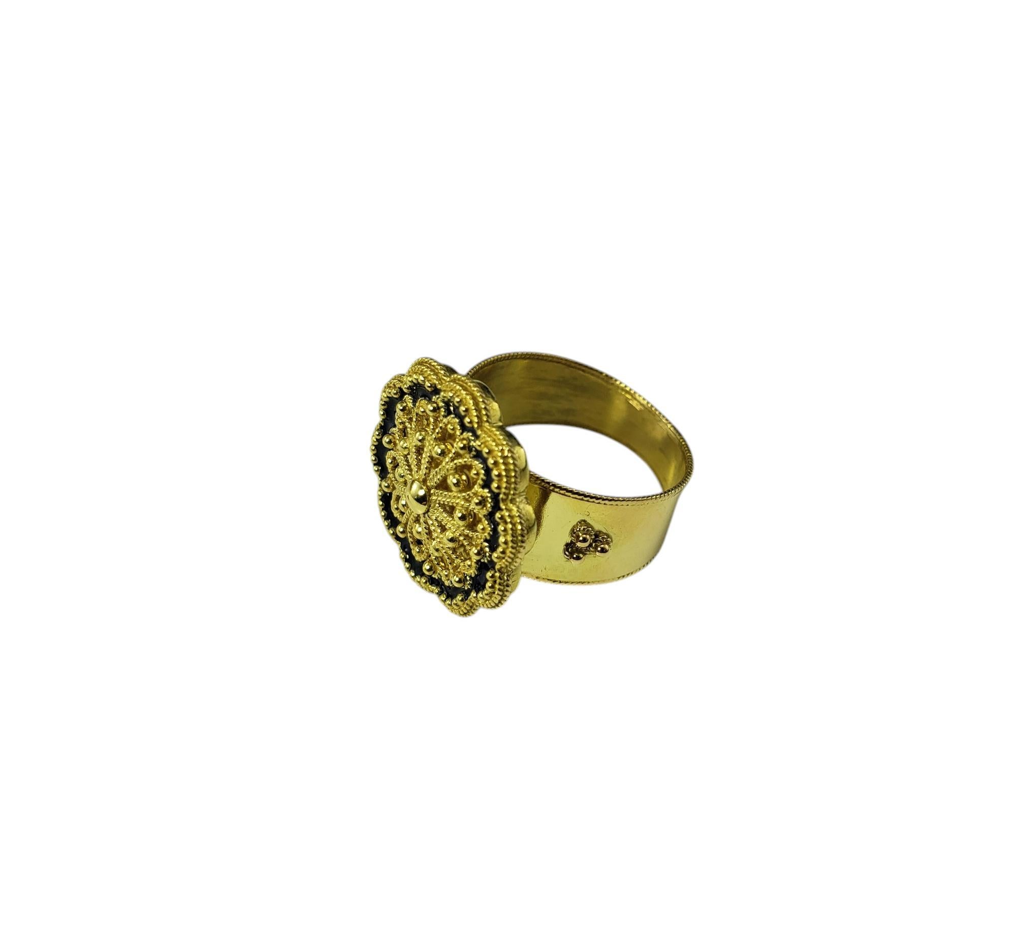 Contemporary 18 Karat Yellow Gold Floral Rope and Bead Design Ring Size 5 #20577 For Sale