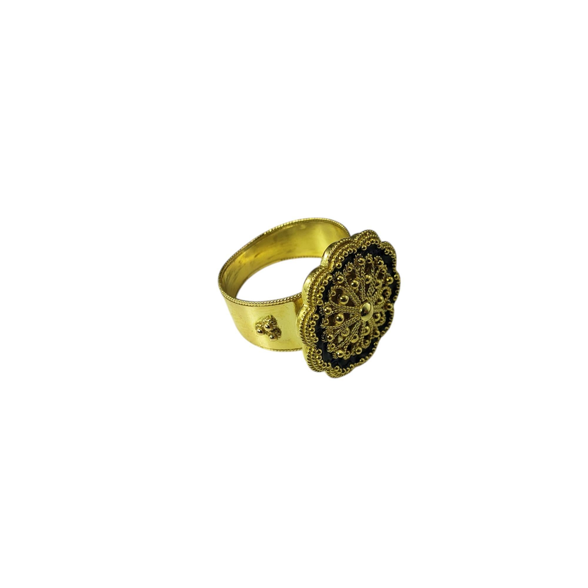18 Karat Yellow Gold Floral Rope and Bead Design Ring Size 5 #20577 In Good Condition For Sale In Washington Depot, CT