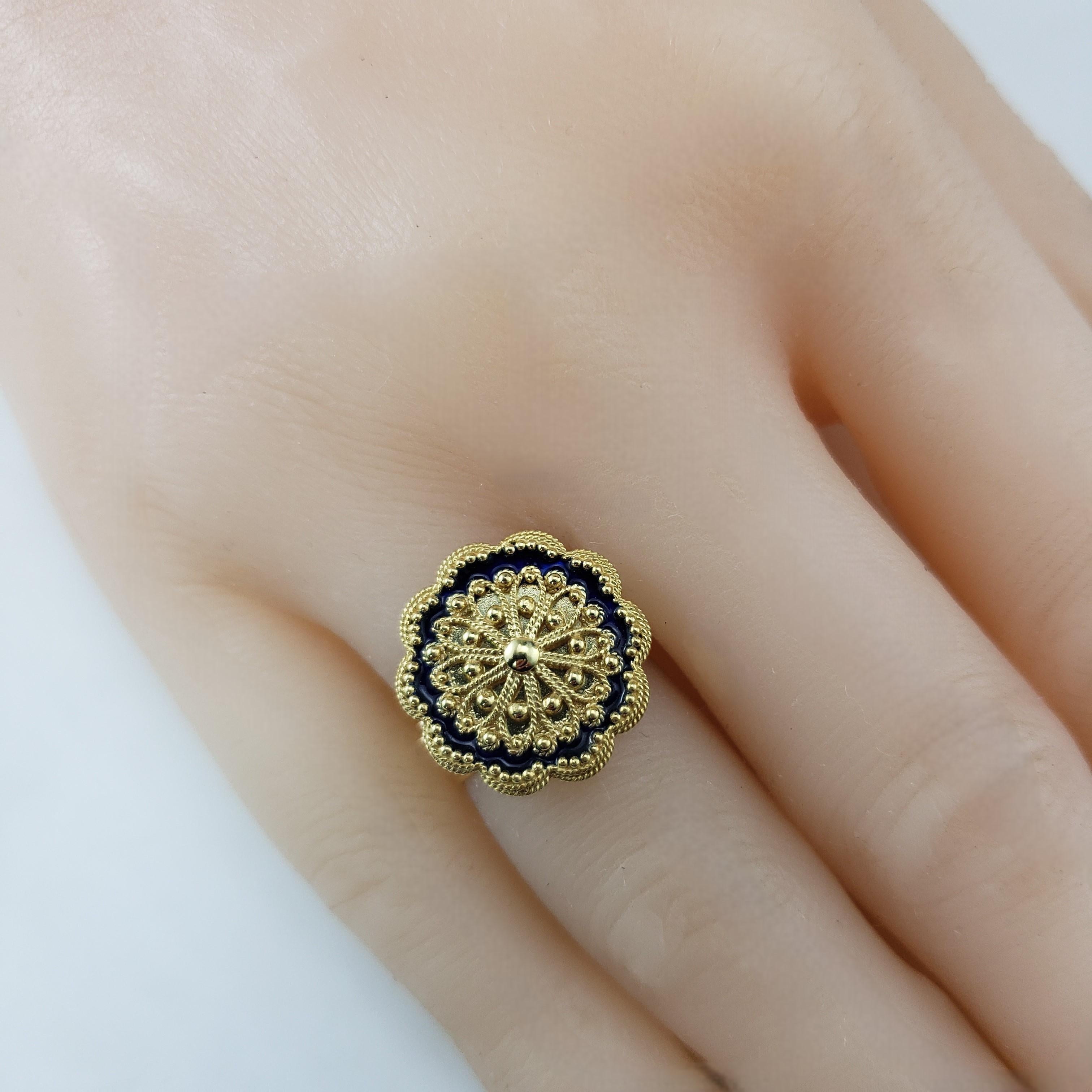 18 Karat Yellow Gold Floral Rope and Bead Design Ring Size 5 #20577 For Sale 3