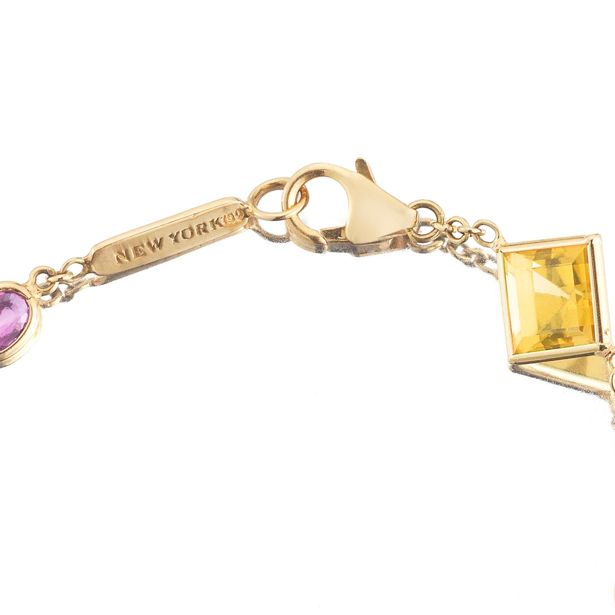 Contemporary Paolo Costagli 18K Yellow Gold Florentine Bracelet with Citrine & Pink Sapphire  For Sale