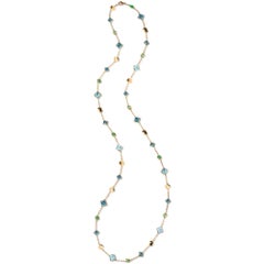 Paolo Costagli 18kt  Yellow Gold Necklace with Blue Topaz and Tsavorite Garnets