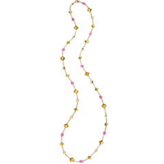 Paolo Costagli 18 Karat Yellow Gold Necklace with Citrine and Pink Sapphires