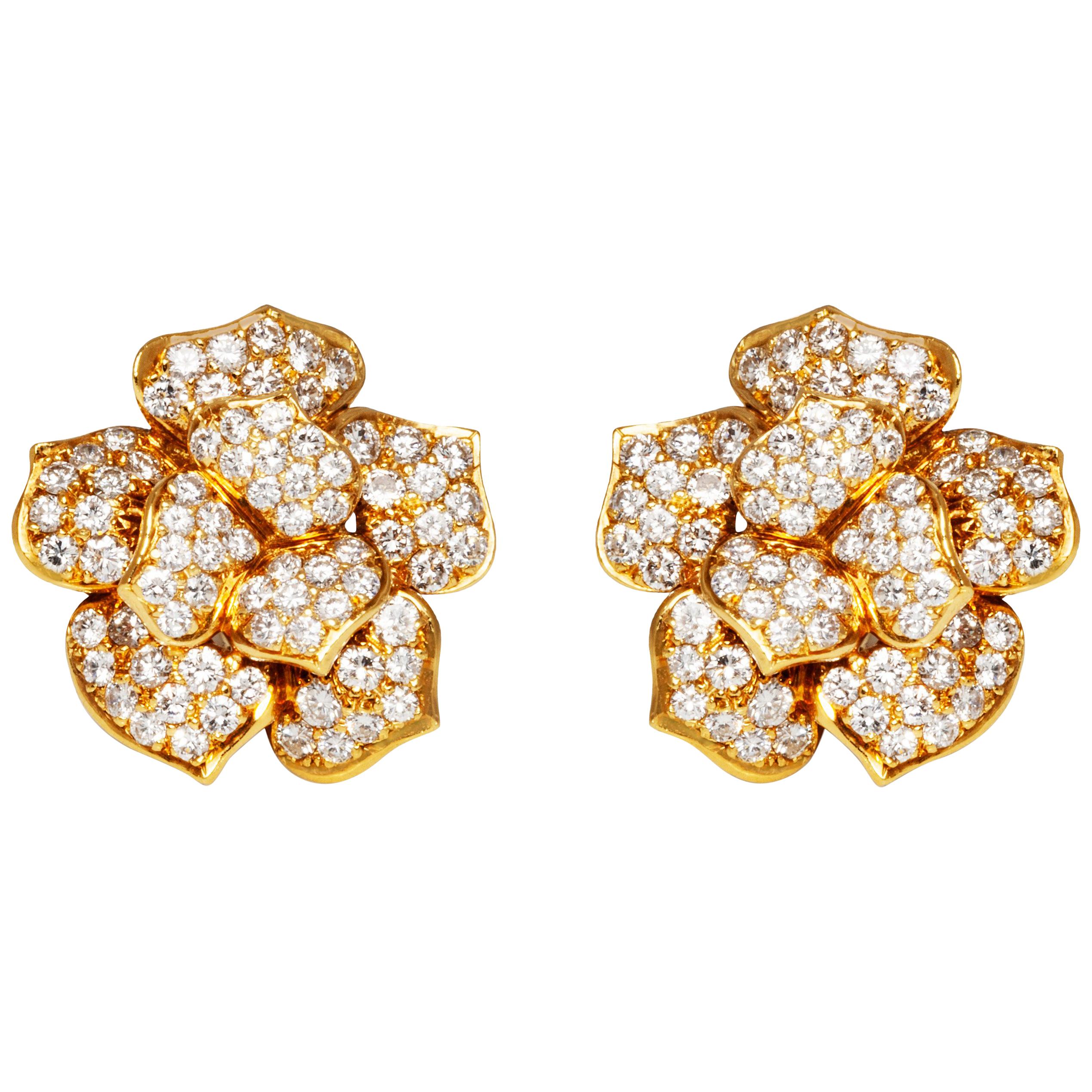 Boucles d'oreilles fleurs en diamant de 10,00 carats