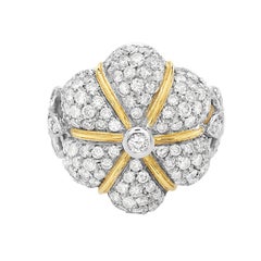 18 Karat Yellow Gold Flower Dome Cocktail Ring
