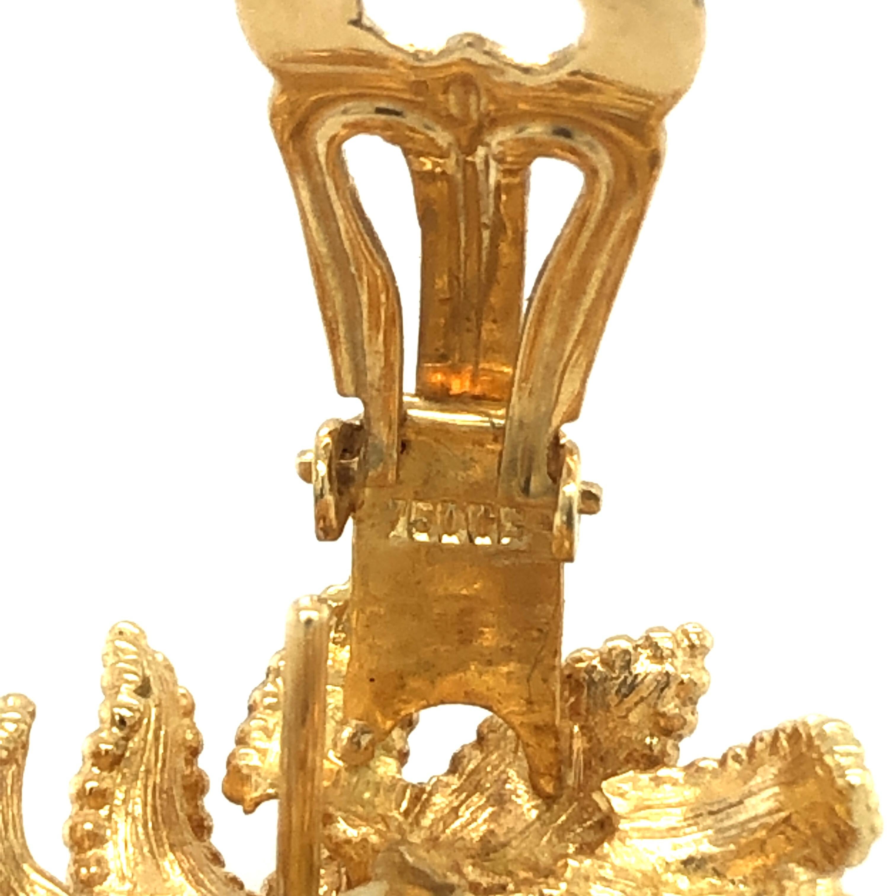 Blumenohrclips aus 18 Karat Gelbgold von Bucherer 1