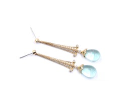 18 Karat Yellow Gold Fluorite and Diamond Drop Earrings