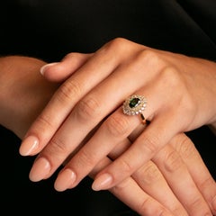 18 Karat Yellow Gold Flutter Ballerina Diamond and Tourmaline Ring