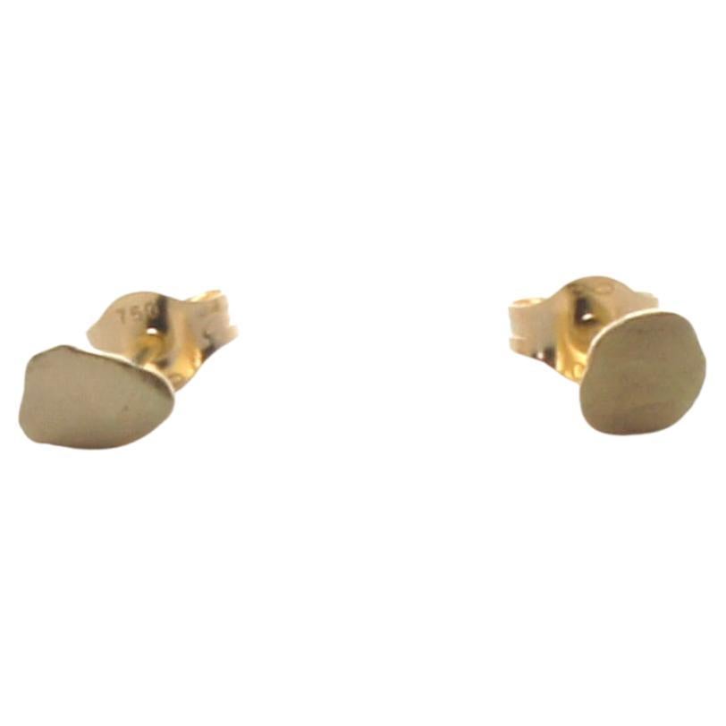 18-Karat Yellow Gold Forging Irregular Form Earrings For Sale