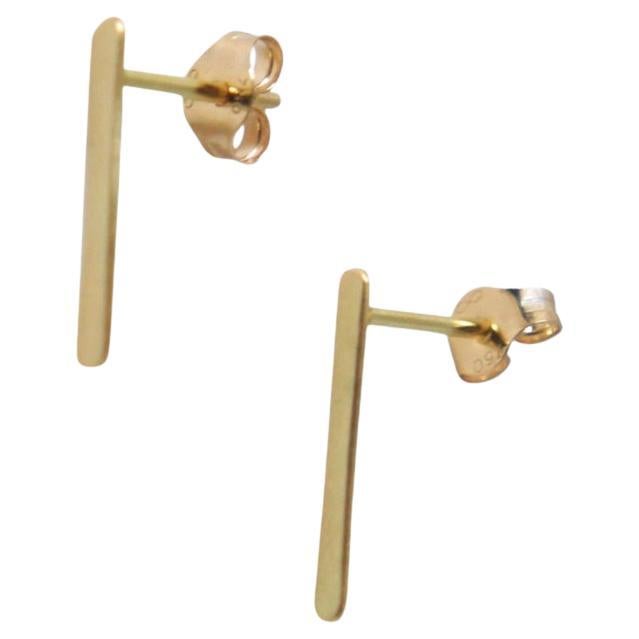 18-Karat Yellow Gold Forging Line Earrings For Sale