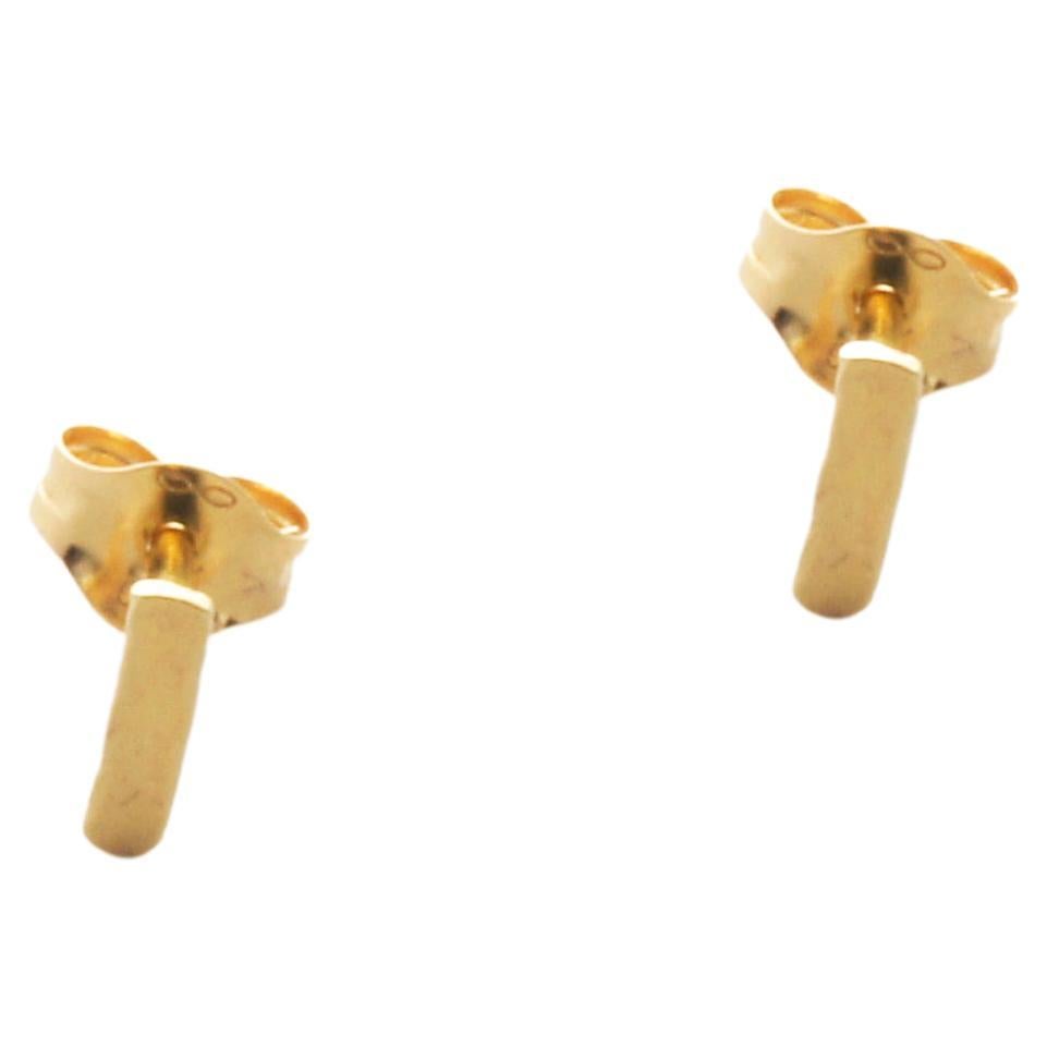 18-Karat Yellow Gold Forging Short line Earrings For Sale 1