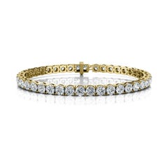 18 Karat Yellow Gold Four Prongs Diamond Tennis Bracelet '10 Carat'
