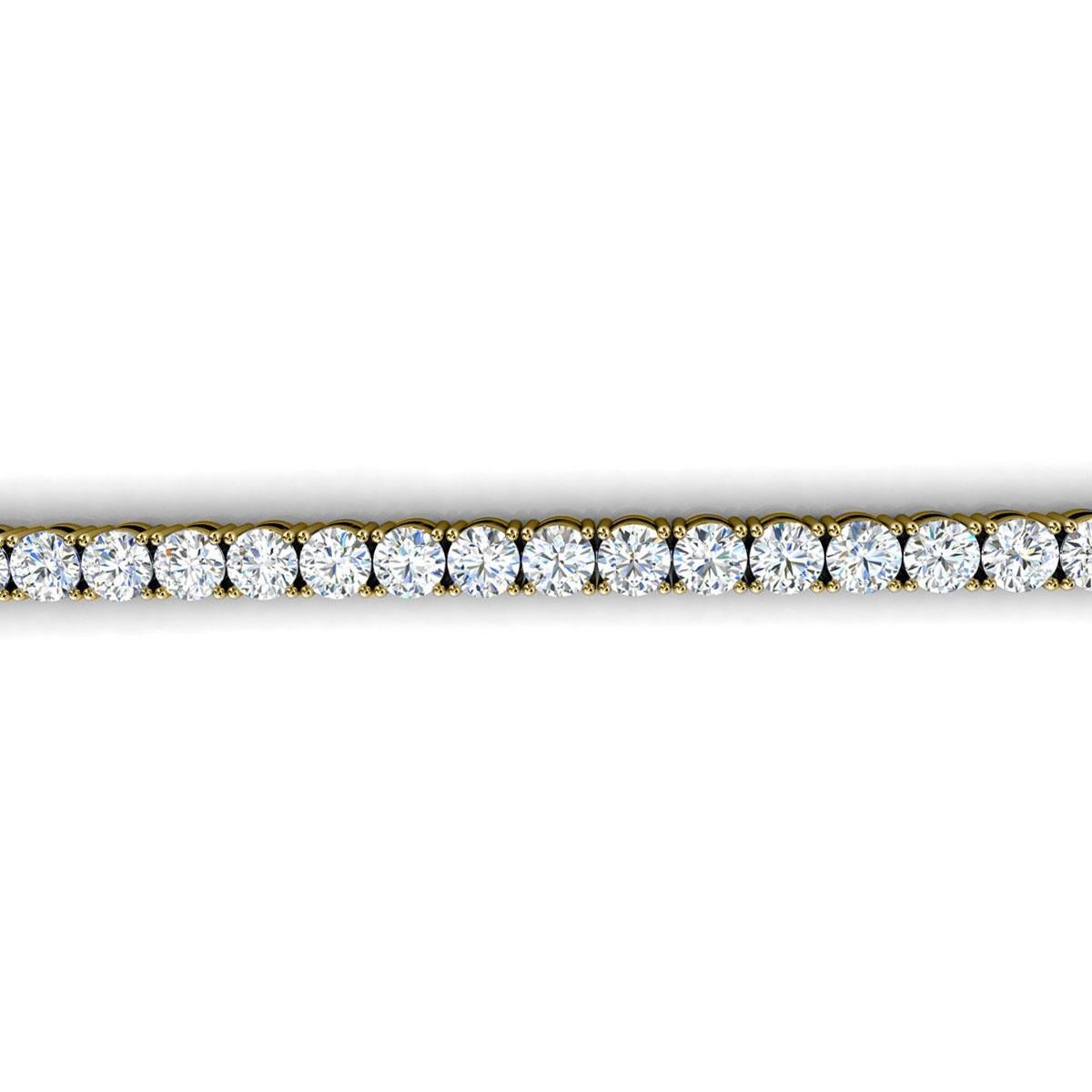18 Karat Yellow Gold Four Prongs Diamond Tennis Bracelet '10 Carat' In New Condition For Sale In San Francisco, CA