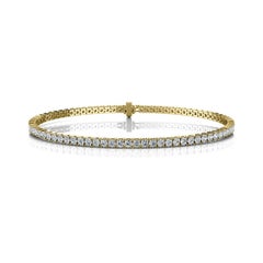18 Karat Yellow Gold Four Prongs Diamond Tennis Bracelet '3 Carat'
