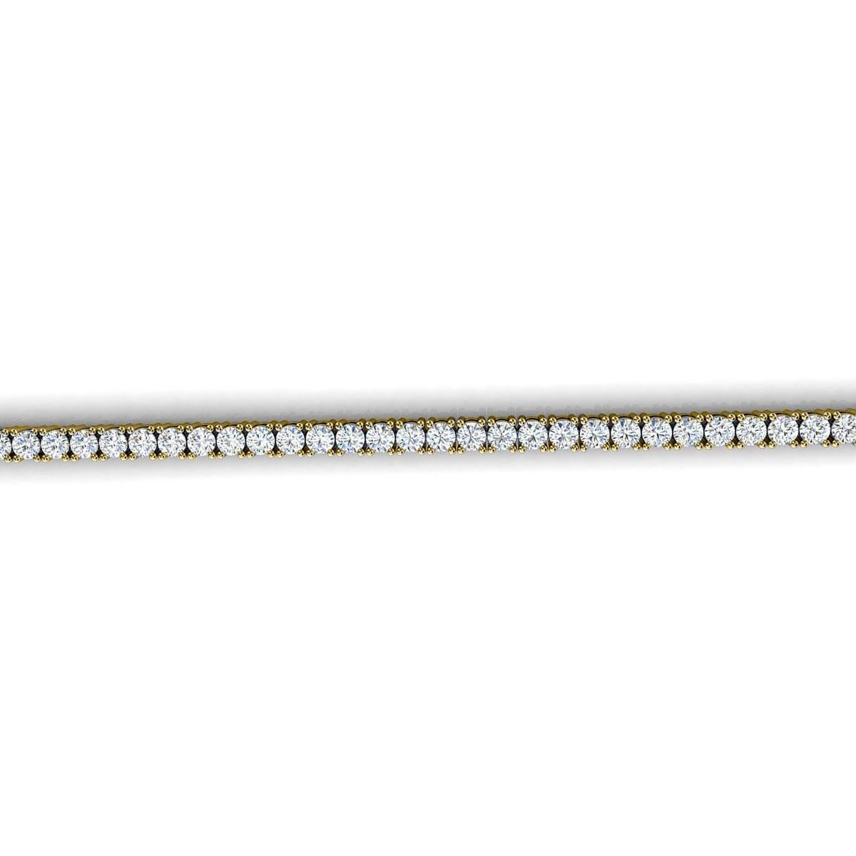 18 Karat Yellow Gold Four Prongs Diamond Tennis Bracelet '3 Carat' In New Condition For Sale In San Francisco, CA