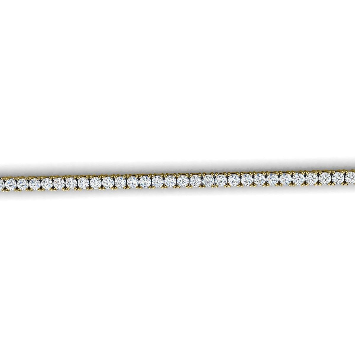 18 Karat Yellow Gold Four Prongs Diamond Tennis Bracelet '3 Carat' In New Condition For Sale In San Francisco, CA