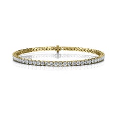 18 Karat Yellow Gold Four Prongs Diamond Tennis Bracelet '4 Carat'