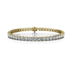 18 Karat Yellow Gold Four Prongs Diamond Tennis Bracelet '7 Carat'