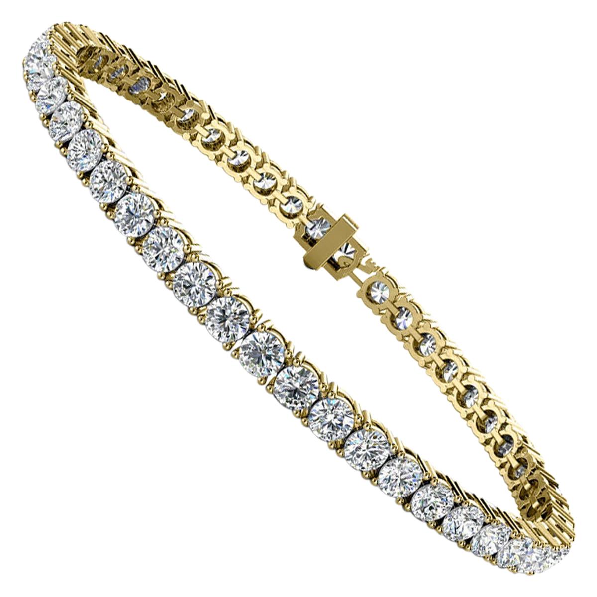 Bracciale tennis con diamanti a quattro punte in oro giallo 18 carati "7 Carati