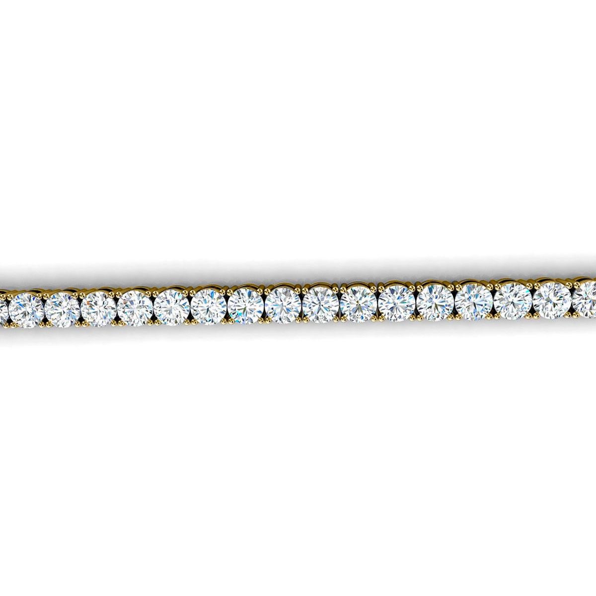 18 Karat Gelbgold Vier Zacken Diamant-Tennisarmband '8 Karat' im Zustand „Neu“ im Angebot in San Francisco, CA