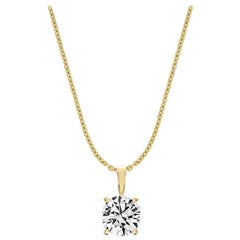 18 Karat Yellow Gold Four Prongs Natural Diamond Pendant '1 1/2 Carat'