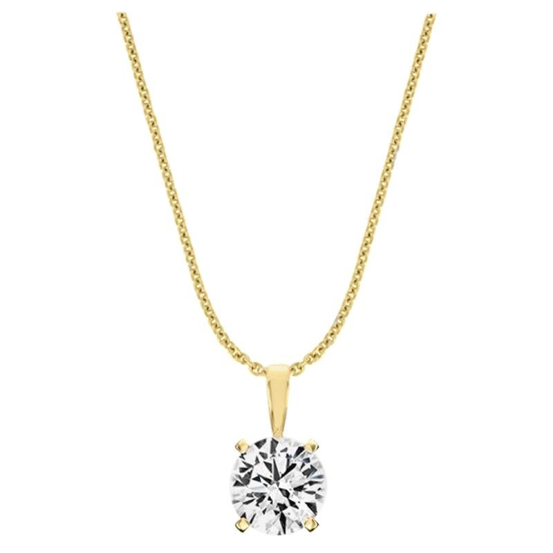 18 Karat Yellow Gold Four Prongs Natural Diamond Pendant '3/4 Carat' For Sale