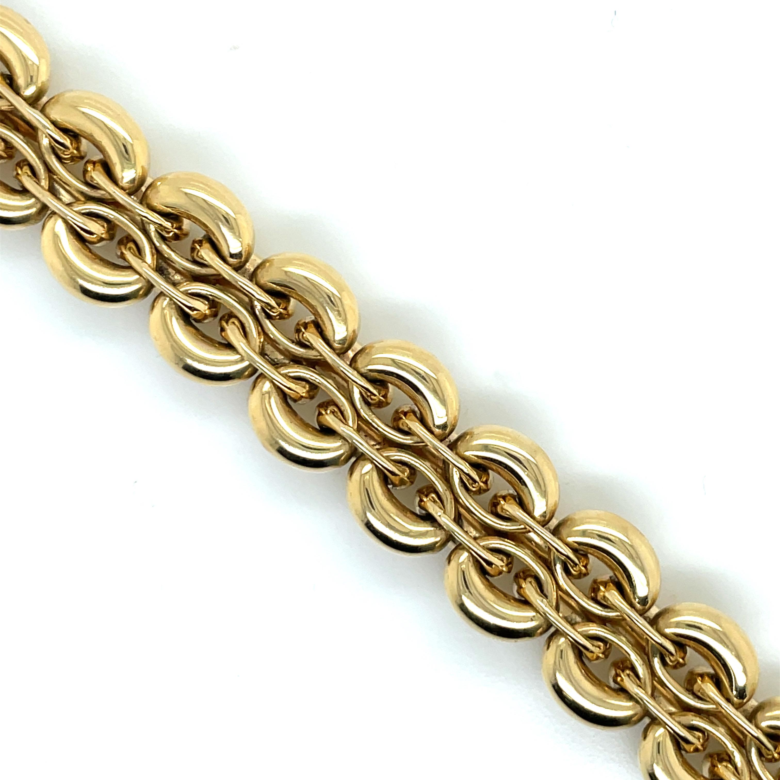 18 Karat Yellow Gold Four Row Link Bracelet 42.2 Grams Made in Italy In New Condition For Sale In New York, NY