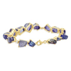 18 Karat Yellow Gold Freeform Tanzanite and Diamond Bracelet
