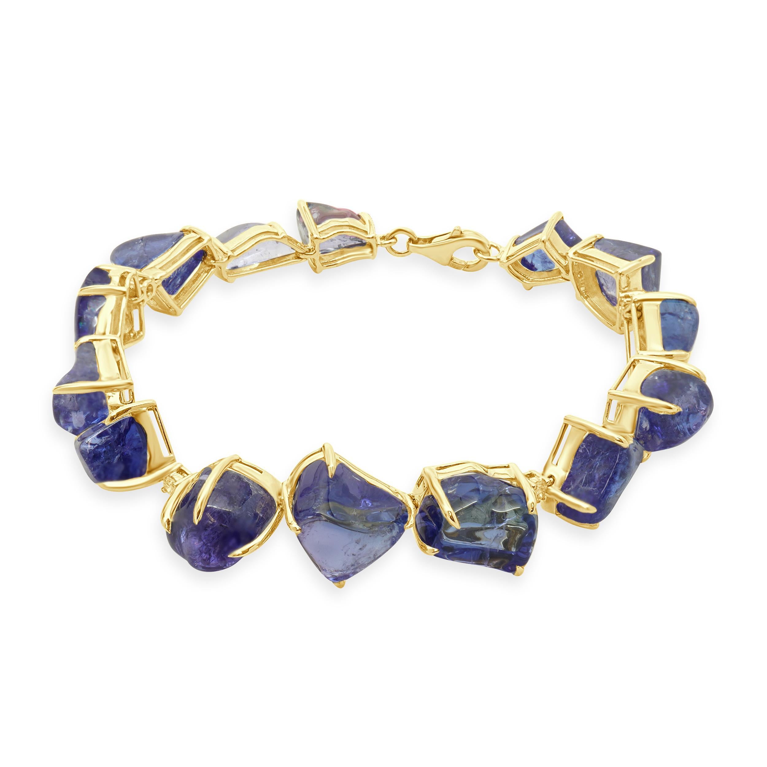 Bracelet en or jaune 18 carats avec tanzanite de forme libre et diamants Excellent état - En vente à Scottsdale, AZ