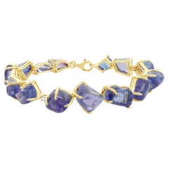 18 Karat Yellow Gold Freeform Tanzanite and Diamond Bracelet