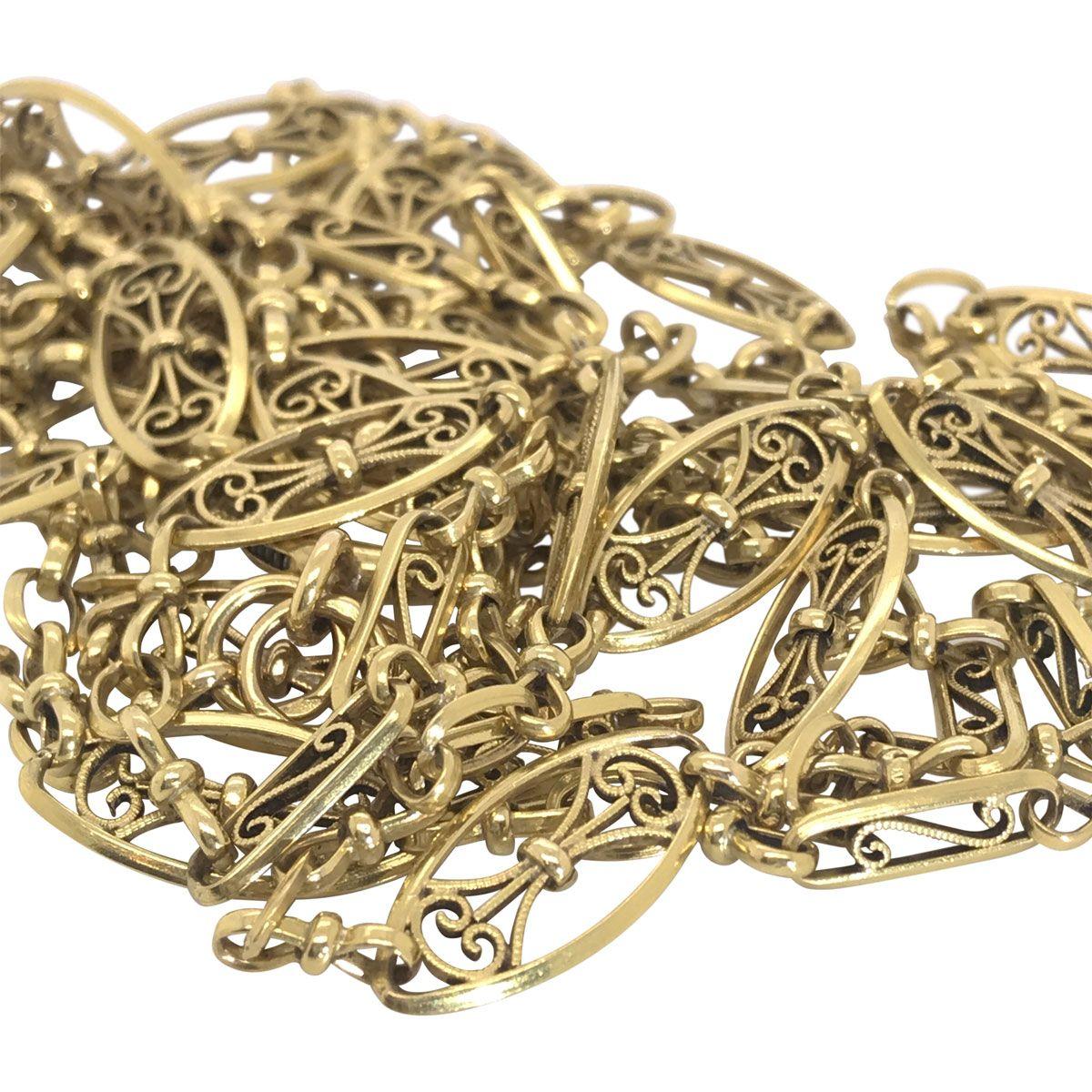 18 Karat Yellow Gold French Antique Guard Chain In Excellent Condition For Sale In QLD , AU