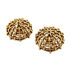 Retro 18 Karat Yellow Gold French Ear Clips, 1950s