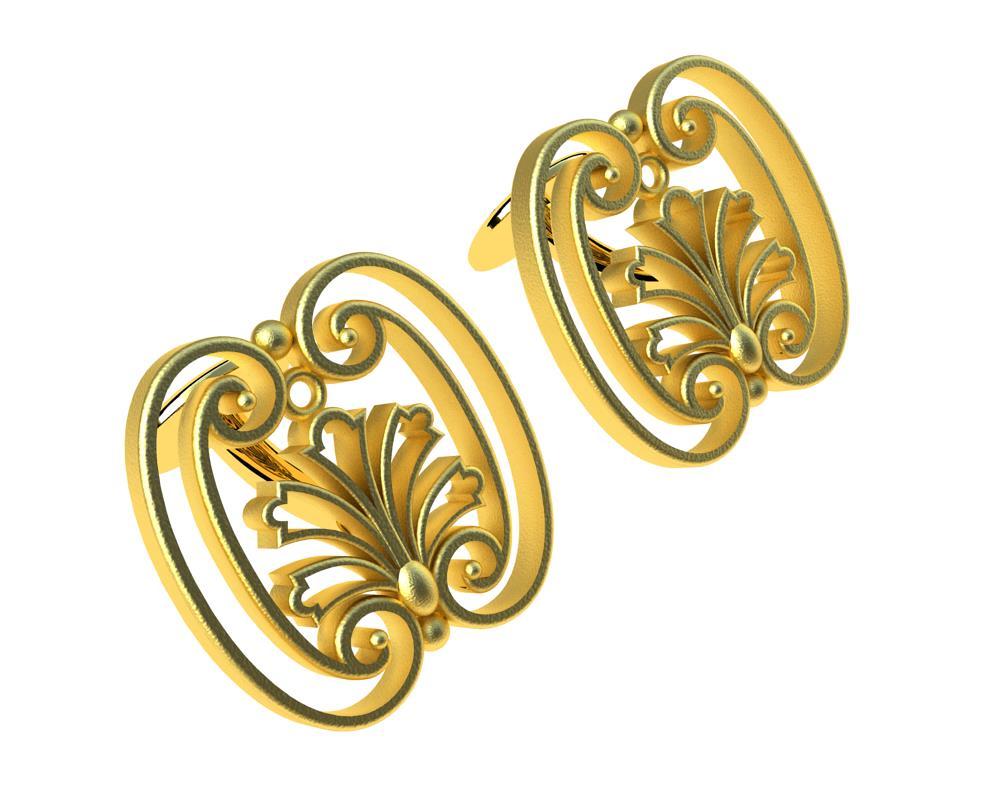 Contemporary 18 Karat Yellow Gold French Gate #1 Cufflinks For Sale