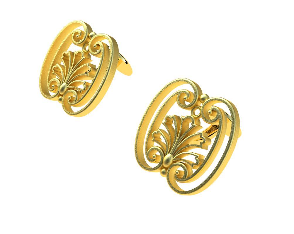 Women's or Men's 18 Karat Yellow Gold French Gate #1 Cufflinks For Sale