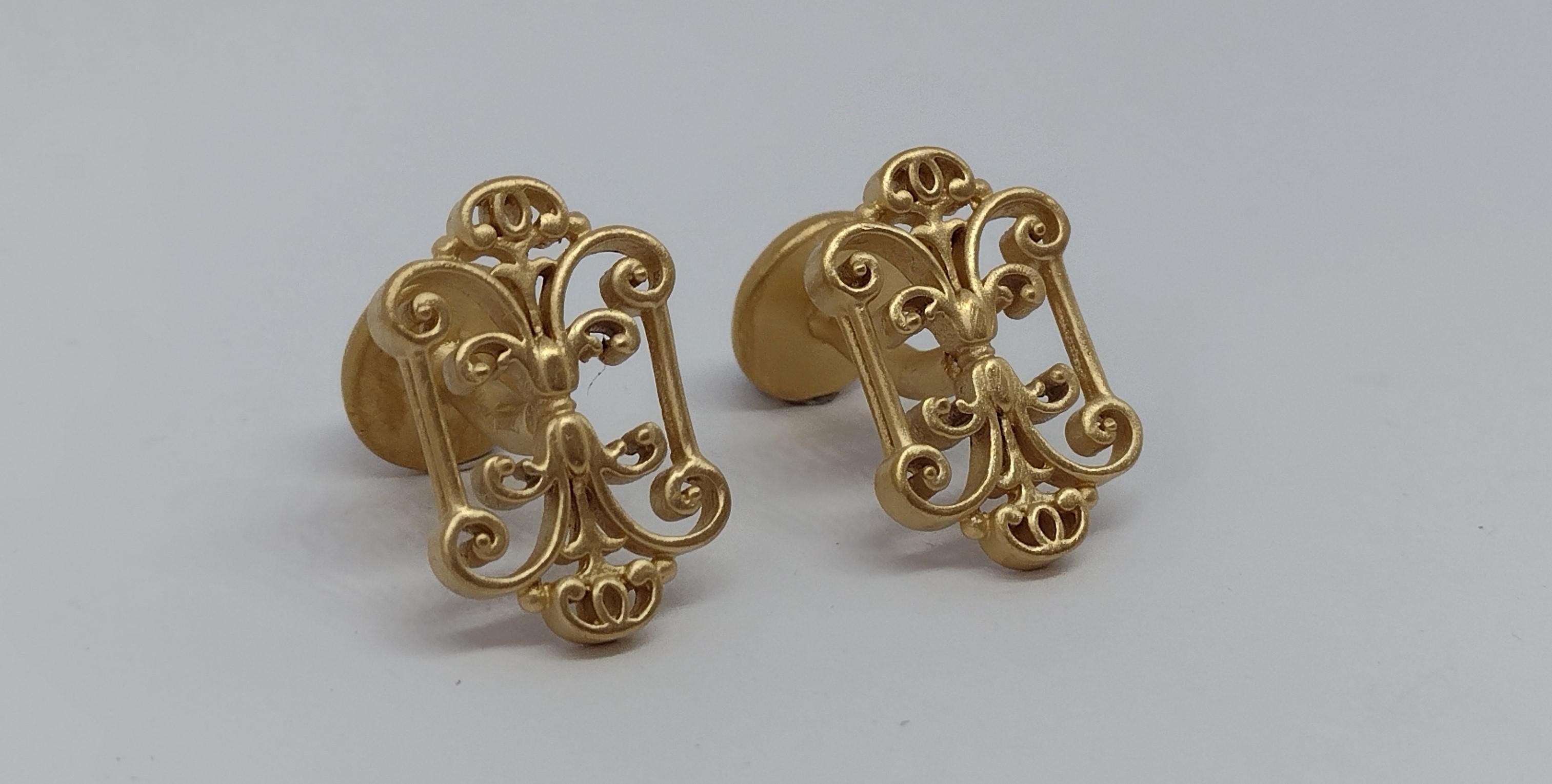 Contemporary 18 Karat Yellow Gold French Gate Cufflinks For Sale