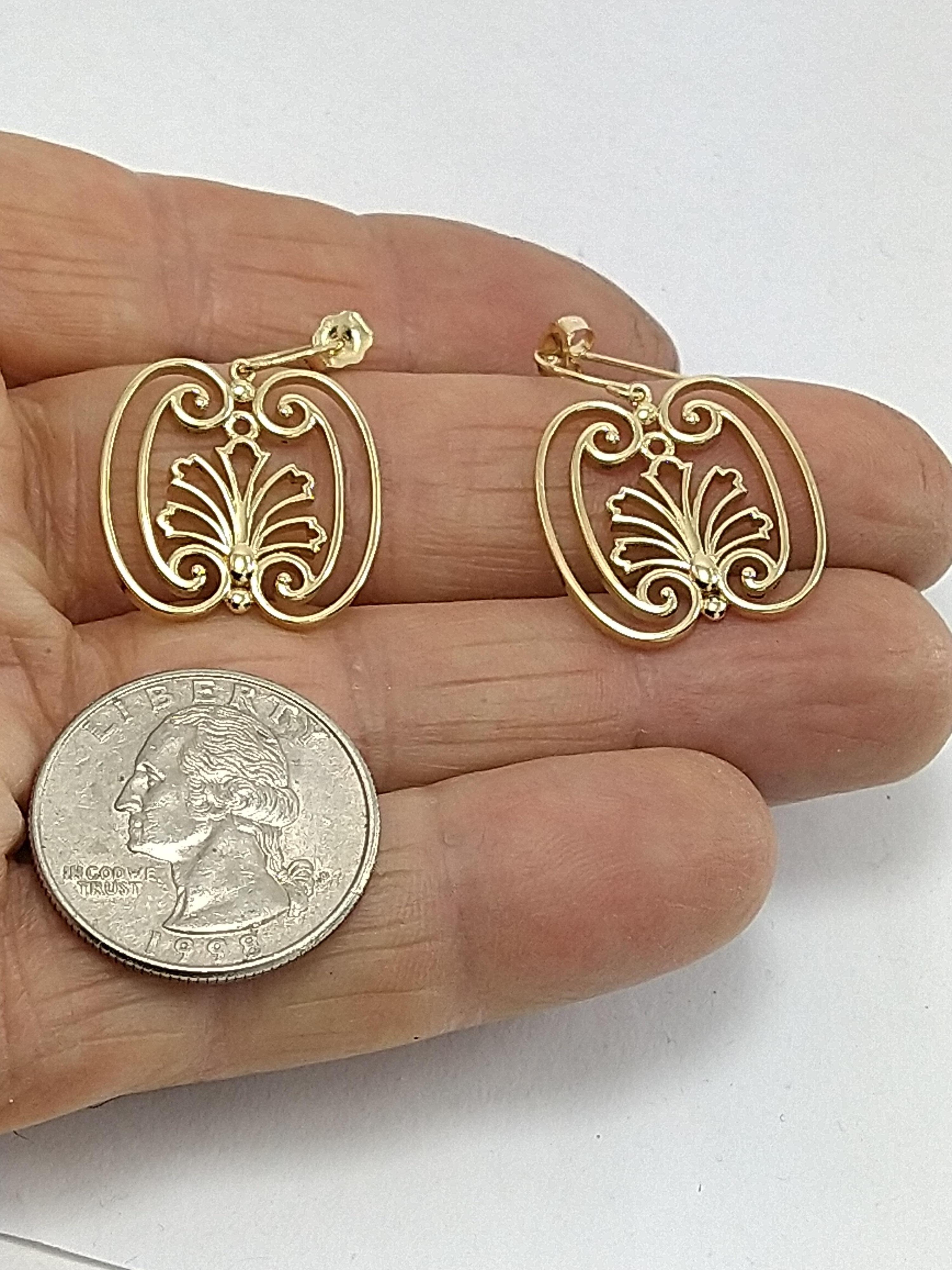 18 Karat Yellow Gold French Gate Dangle Earrings For Sale 6