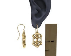 18 Karat Yellow Gold French Gate Dangle Earrings