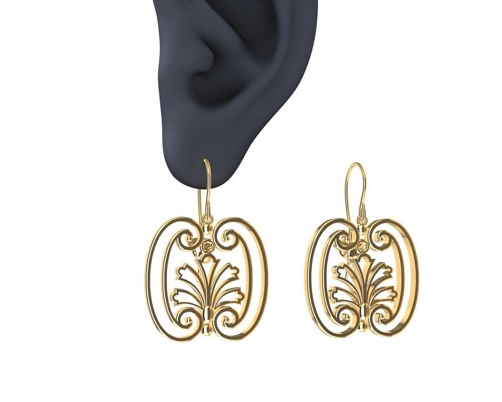 18 Karat Yellow Gold French Gate Dangle Earrings In New Condition For Sale In New York, NY