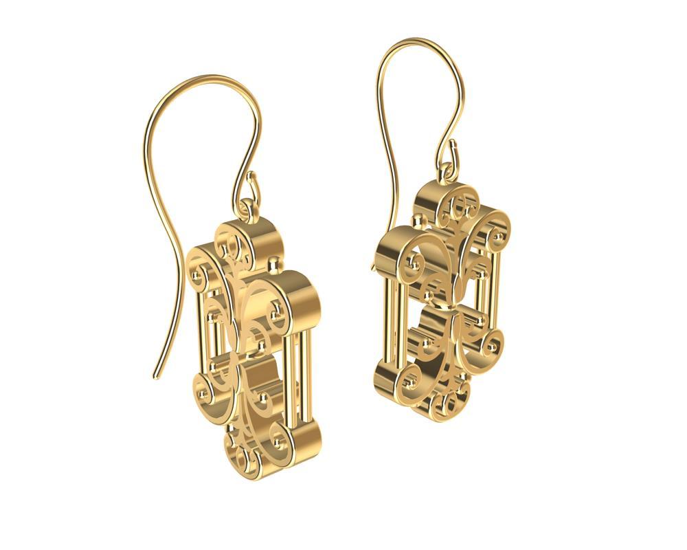 Women's 18 Karat Yellow Gold French Gate Dangle Earrings For Sale