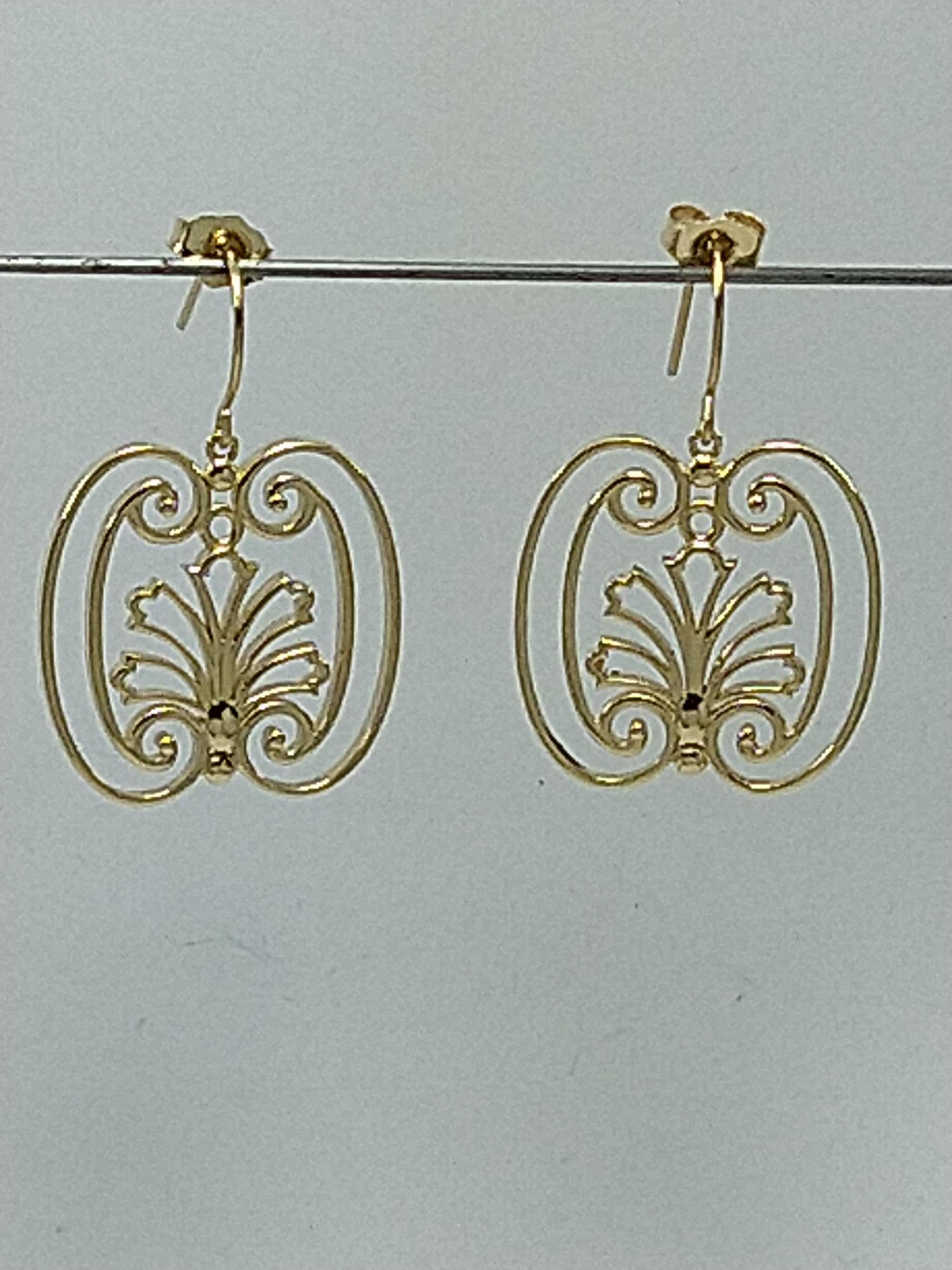 18 Karat Yellow Gold French Gate Dangle Earrings For Sale 3