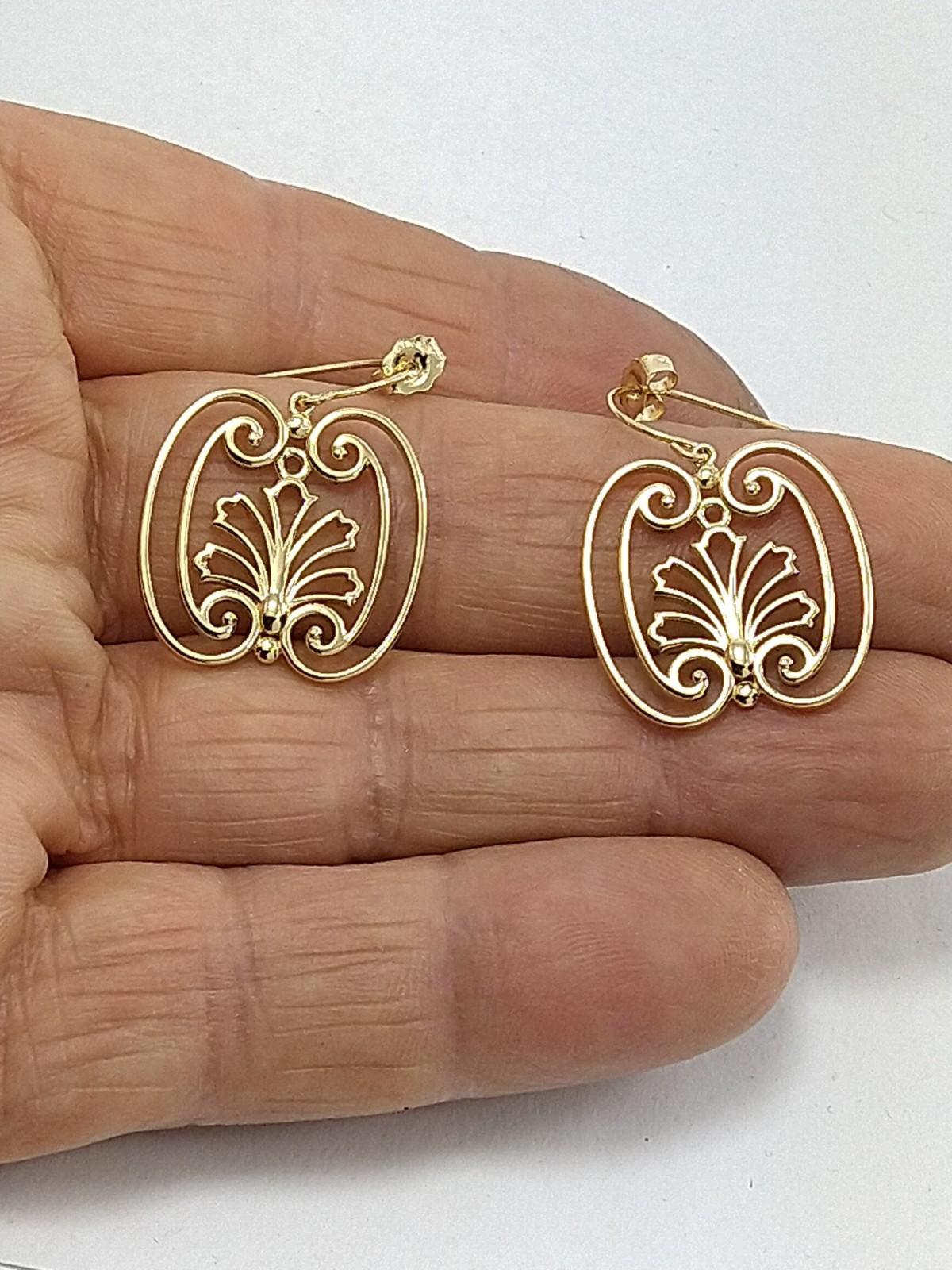 18 Karat Yellow Gold French Gate Dangle Earrings For Sale 5