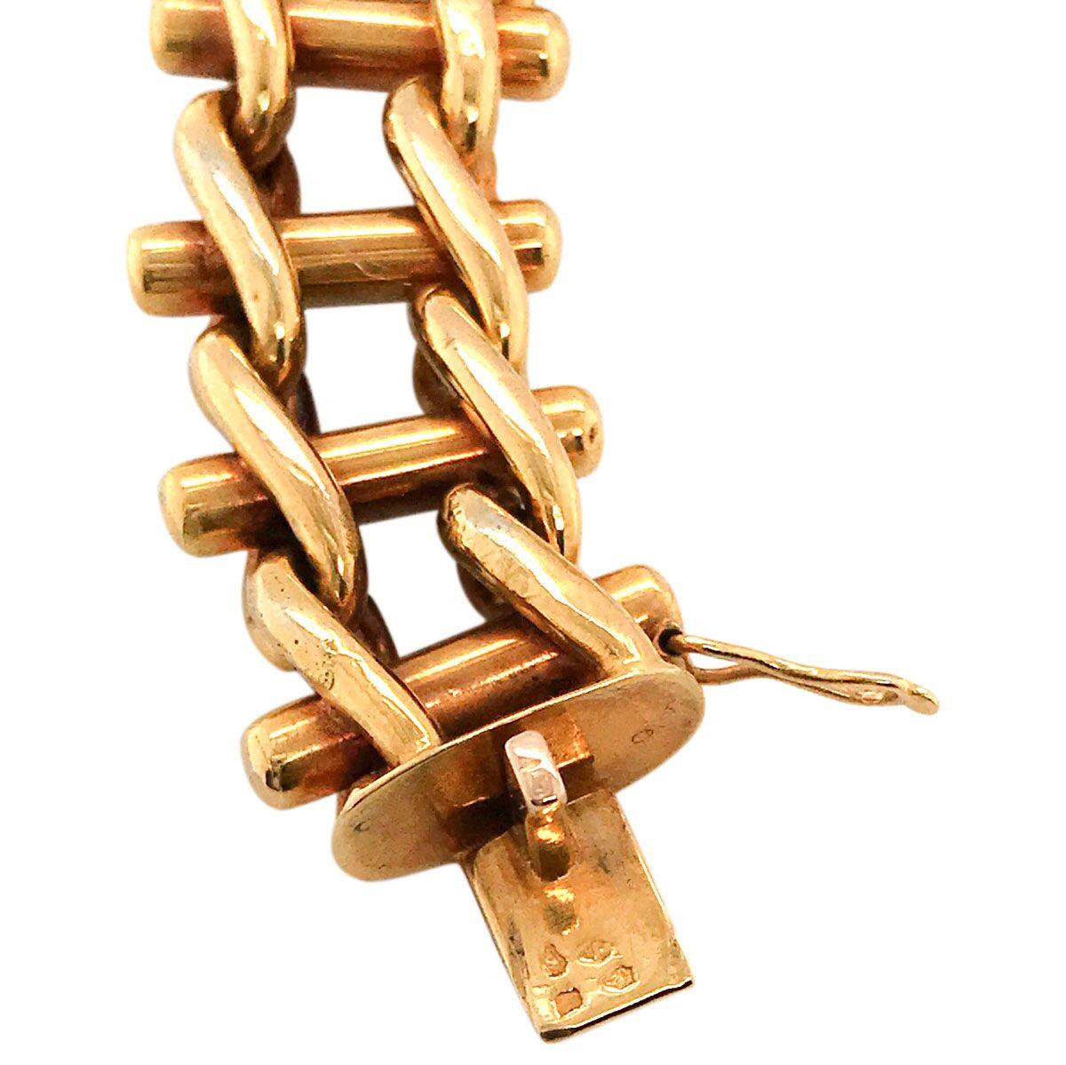 Retro 18 Karat Yellow Gold French Ladder Bracelet