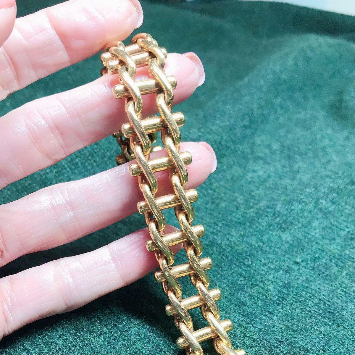 18 Karat Yellow Gold French Ladder Bracelet 3