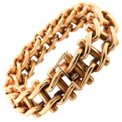 18 Karat Yellow Gold French Ladder Bracelet